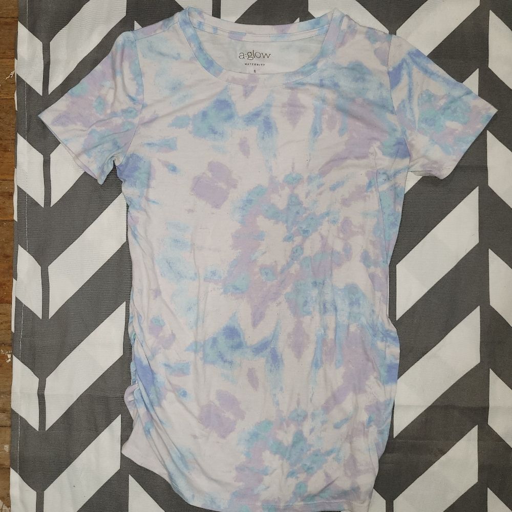 A.glow maternity size small purple blue tie dye short sleeve shirt